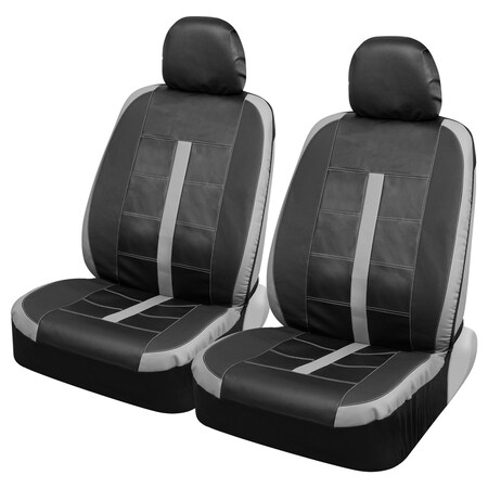 Motor Trend Gray Stitched Leather Car Seat Covers 4Pc MTSC-234-GR
